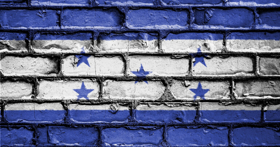 Honduras flag painted in bricks 